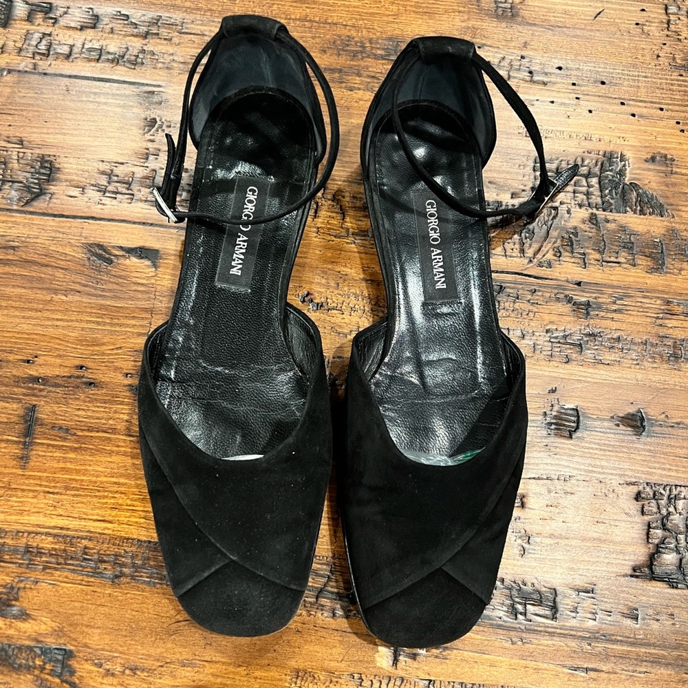 Giorgio Armani Suede Ankle Strap Shoes
